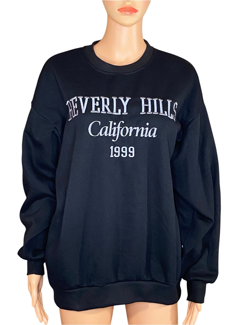 Refuge Black Crewneck Sweatshirt Beverly Hills California 1999 Oversized Fit XS